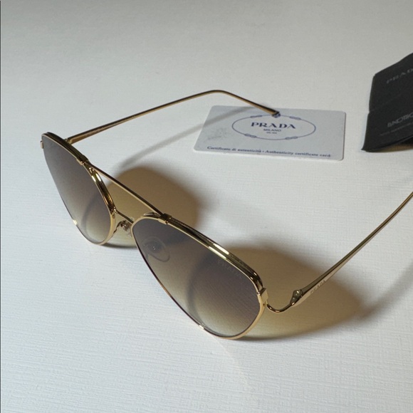 Prada womens Cinema Evolution pale gold metal 62 15 140 sunglasses EUC - Picture 7 of 11
